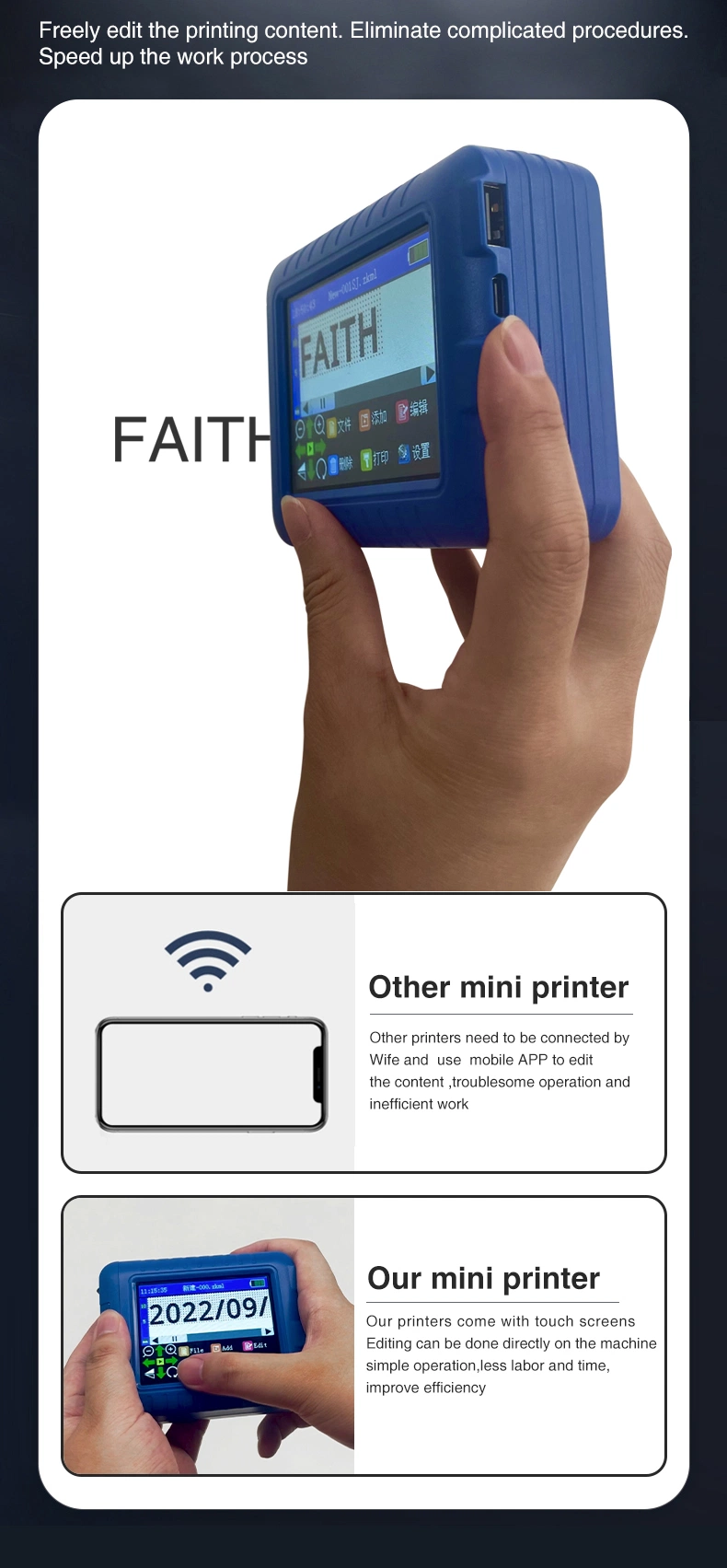 25 Languages Mini Hand-Held/Handheld Inkjet Printer for Date/Barcode Printing Printer/Carton/Plastic Bag