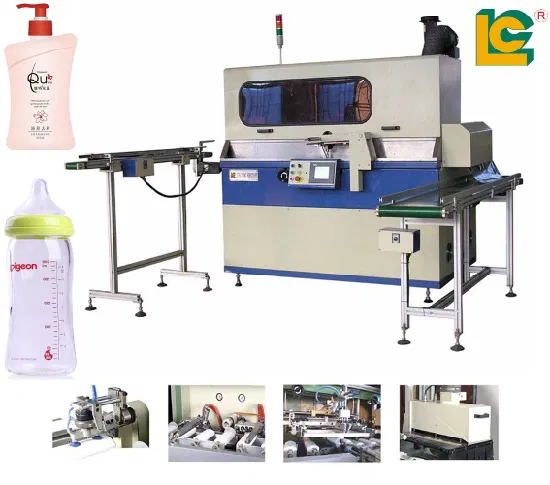 LC Brand Automatic UV Water Bottle Screen Printer Cylindrical Screen Printing Machine for Jars Tubes